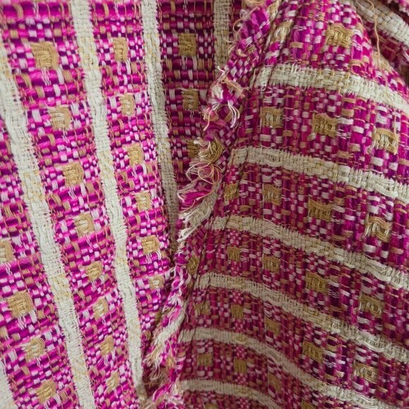 Free People Cassius Cropped Blazer Pink Tweed Raw Hems Oversized Relaxed Size S - Picture 8 of 10